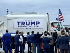 PRESIDENT DONALD TRUMP AS TRASH MAN TRUCK 2024 Metal Fridge Magnet 3x4 7408