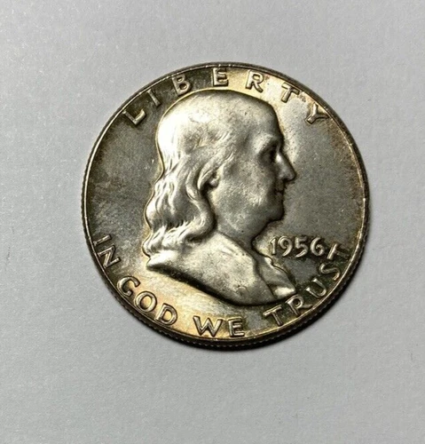 1956 Franklin Half Dollar BU++ Touch of Color