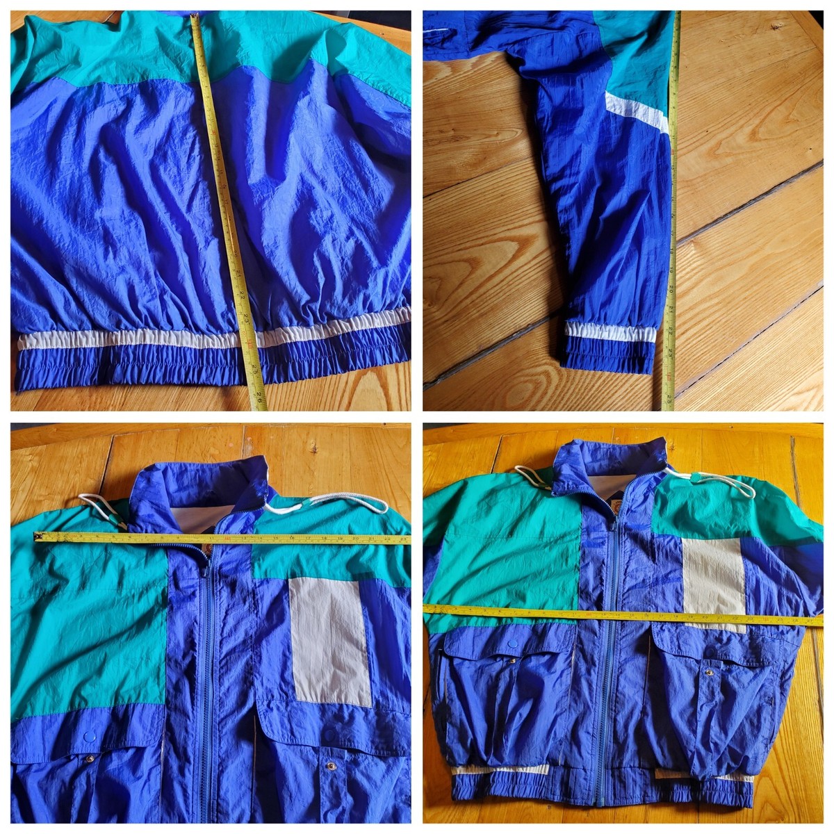 Vintage 80s Nylon Track Suit Jacket Pants Set Shoulder Pads