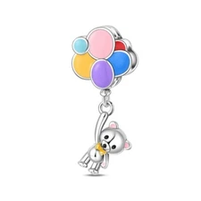 KUNSIR 925 Sterling Silver Bracelet Charm Colorful Balloon Bear Beads Party Gift