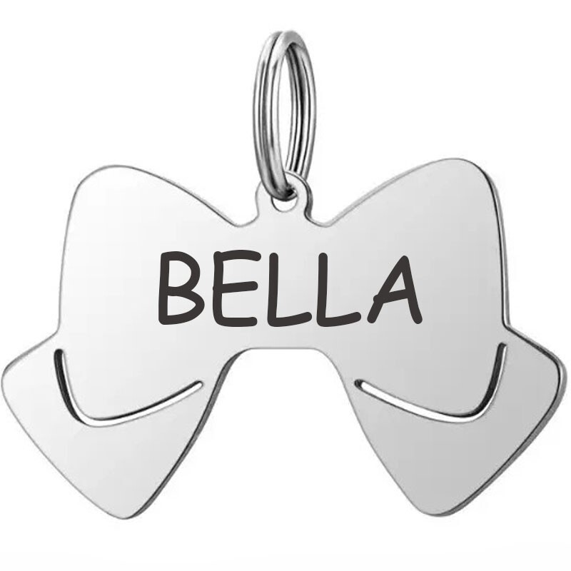 Custom Bow Tie Dog Tag Stainless Steel Pet ID | Engraved USA
