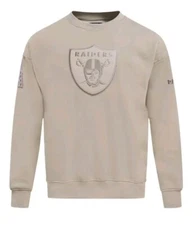 NFL LAS VEGAS RAIDERS NEUTRAL DROP SHOULDER FLC CREWNECK- Tan- Sz M