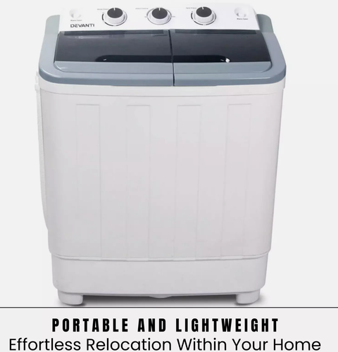 Devanti 5kg Mini Portable Washing Machine Twin Tub Spin Camping Caravan Outdoor - Picture 11 of 12