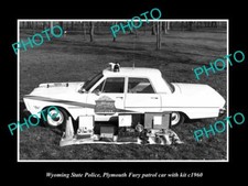 OLD POSTCARD SIZE PHOTO OF WYOMING STATE POLICE PLYMOUTH PATROL CARS c1960 2
