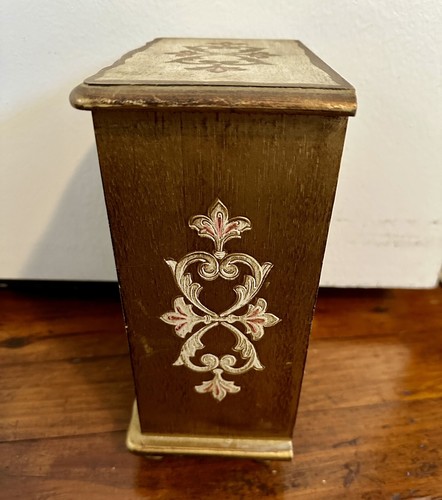 Vintage Regency Mele Wood Wooden Drawer Jewelry Box Musical Footed Red Velvet - Picture 7 of 13