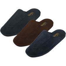 Men's Cotton Corduroy Eva House Slippers Blue Brown Black Sizes 7-13 - New
