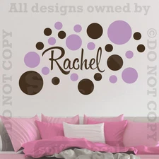 Personalized Custom Single Name Vinyl Wall Decal Sticker Decor Nursery Polkadots