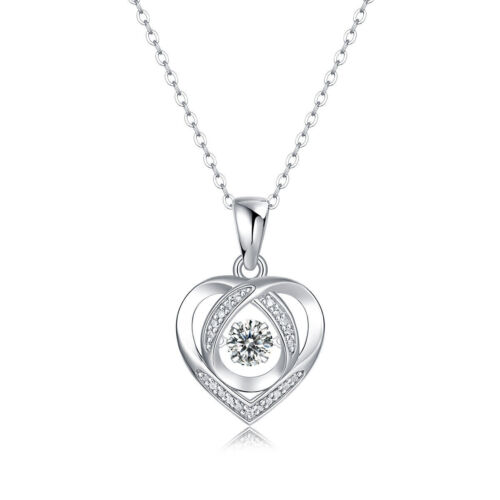 0.5 Ct D Color Moissanite Heart Pendant Womens 925 Sterling Silver Necklace 18'' - Picture 4 of 10