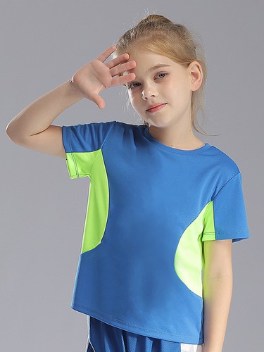 Unisex Kids Top Boys Tees Jogging Shirt Color Block T-shirt Training Workout - Picture 8 of 55