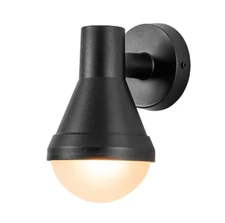 Tiernan 1-Light Satin Black Conical Metal Outdoor Hardwired Waterproof Lantern