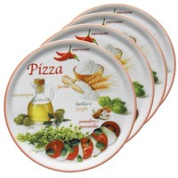 4Er Set Pizzateller Napoli Red Ø 33,8 Cm Servier-Platte Xl-Teller Porzellan
