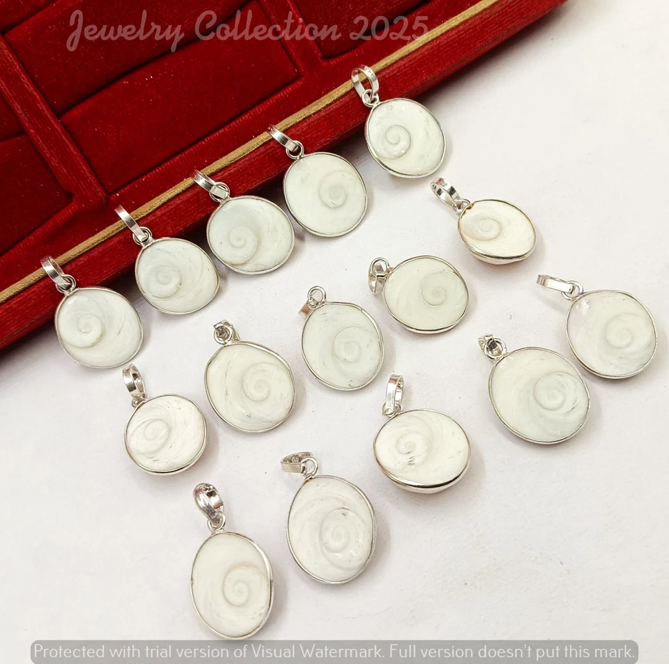 Compra 2 piezas colgantes de piedras preciosas Shiva Shell enchapados en plata 925 lote al por mayor joyas Foto 3 de 4