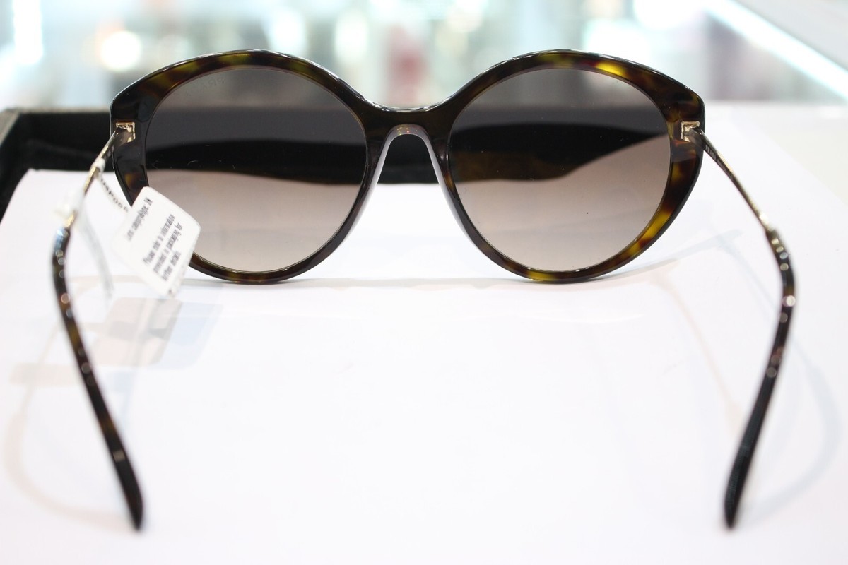 New PRADA PR 18XS 2AU4P0 ROUND PLASTIC HAVANA SUNGLASSES WITH BROWN MIRROR LENS Prada PR 18XS 2AU4P0 Havana Plastic Round Sunglasses Brown  main image 3