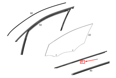 NEW MB GLB X247 FRONT RIGHT DOOR WINDOW OUTER SEALING RAIL A2477253201