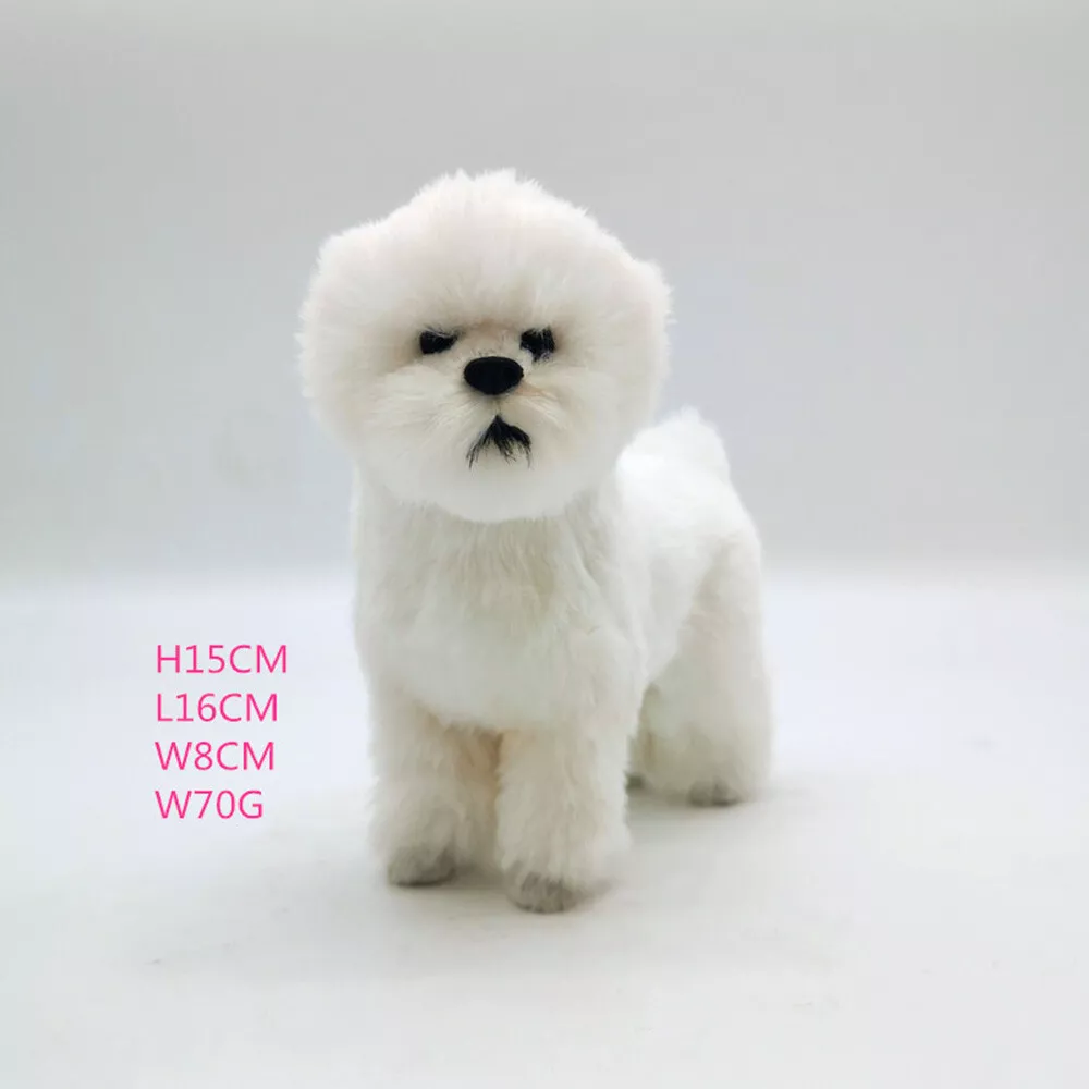 1 4 Dollhouse Miniature Lovely White Bichon Frise Model Plush Dog