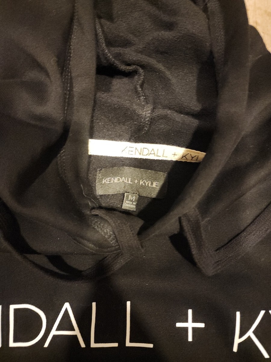 Kendall & Kylie Womens Black Hoodie Pullover Sweatshirt Size
