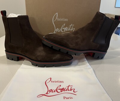 Christian Louboutin Alpinosol Lug Brown Suede Chelsea Boot Men’s 46/US 13  🔥🔥🔥