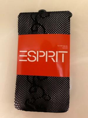 Esprit Black Floral Fishnet  Footed Tights Nylons  SIZE M  L  NEW