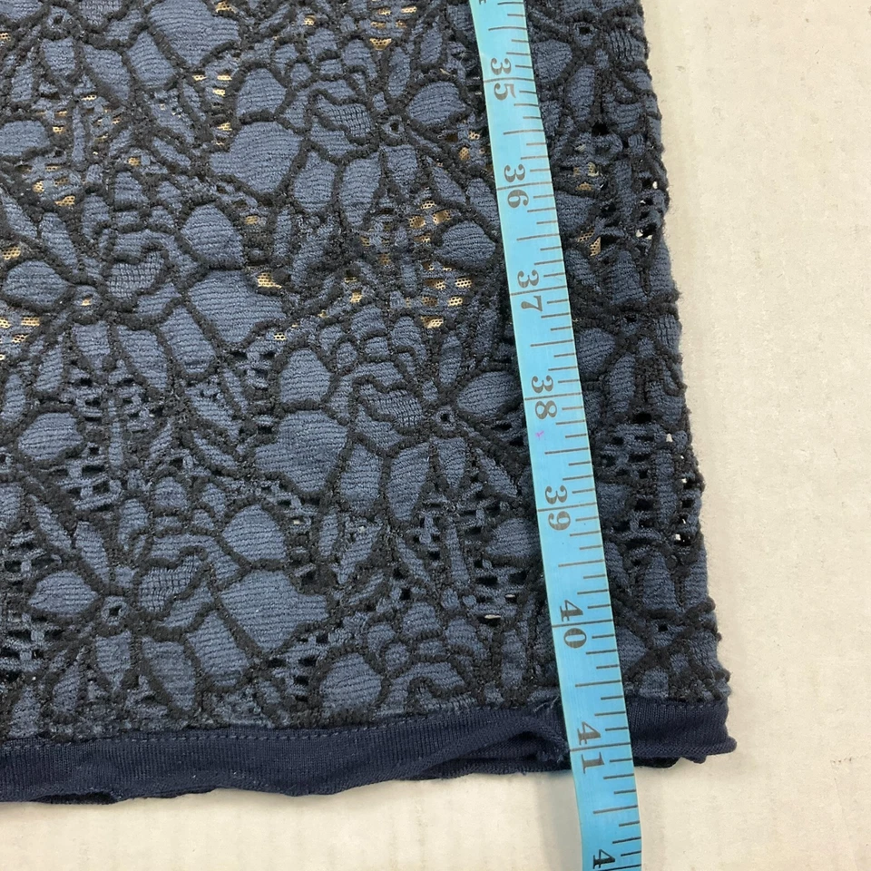 Raquel Allegra Lace Midi Pencil Dress Blue Black Short Sleeve Cocktail Size 0 - Image 4 of 4