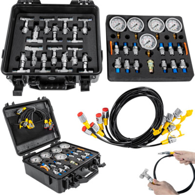 #ad Hydraulic Pressure Test Kit for Construction Machinery Excavator 5 Gauges 5Hoses $269.95
