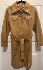 vintage 70's MOD MAID fitted TWIGGY coat jacket Size 13/14 Polyvinyl Belted