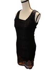 NWT Tiana B Dress Womens Medium Lace Sleeveless Black Lined New 98