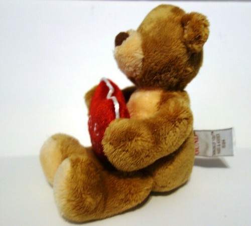 Gund Plush Brown Bear Thinking of You Holding Red Hugs Kisses Heart 15184 - Picture 2 of 6