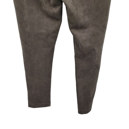Andrew Marc Women's Faux Suede Leggings M Taupe Stretch Front Seam Flat Back - Picture 8 of 8