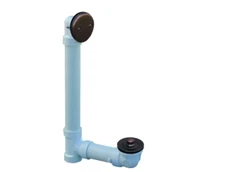 JONES STEPHENS White Plastic Tubular 2-Hole Bath Waste, Overflow TUb Drain Kit 