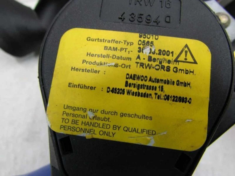 98 99 2000 2001 2002 LANOS SEDÁN lado del conductor izquierdo asiento delantero retractor Foto 3 de 4