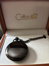 Colibri of London Quartz Pocket Watch W/ Chain In Wooden Box. New Condition.