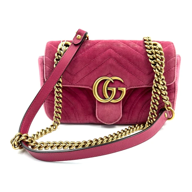 8.19 Live GUCCI Velvet Matelasse Mini GG Marmont Shoulder Bag C009