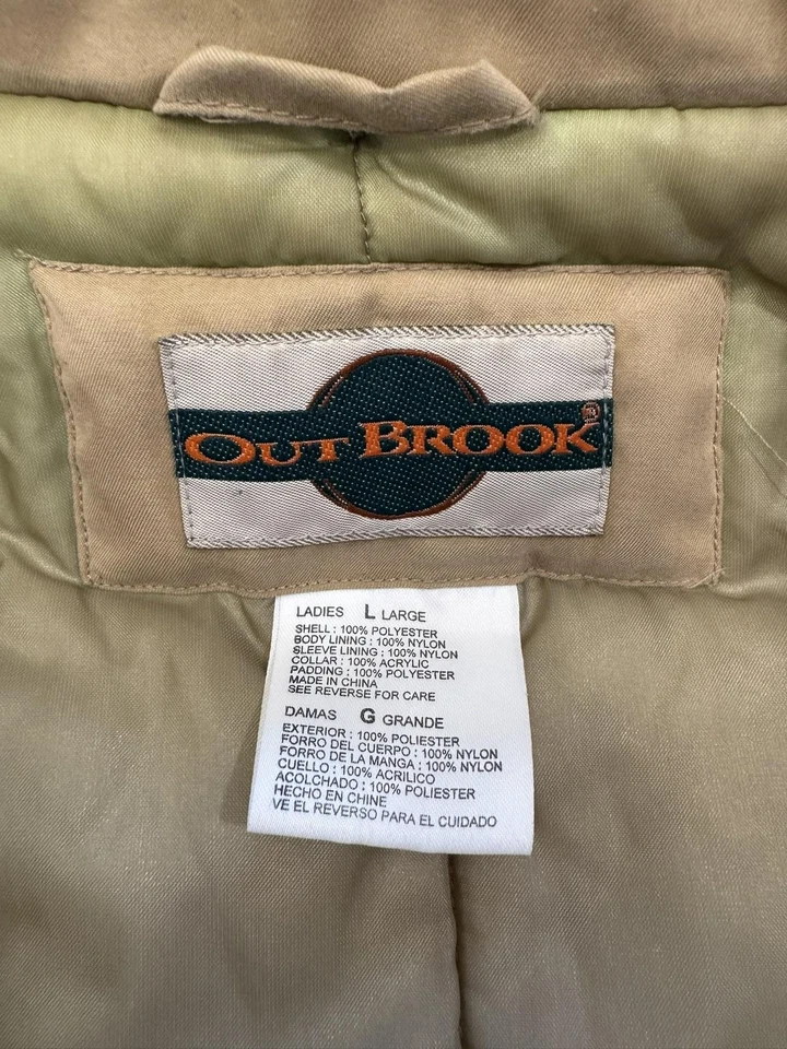 Out Brook Jacket Womens Large Tan Hooded Faux Fur Parka Coat Drawstring - Image 2 of 4