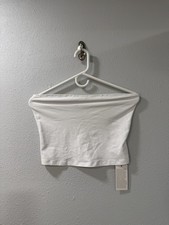 TRENDY QUEEN Women  s White Strapless Shirt Tube Blouse Bandeau Elastic Crop NEW