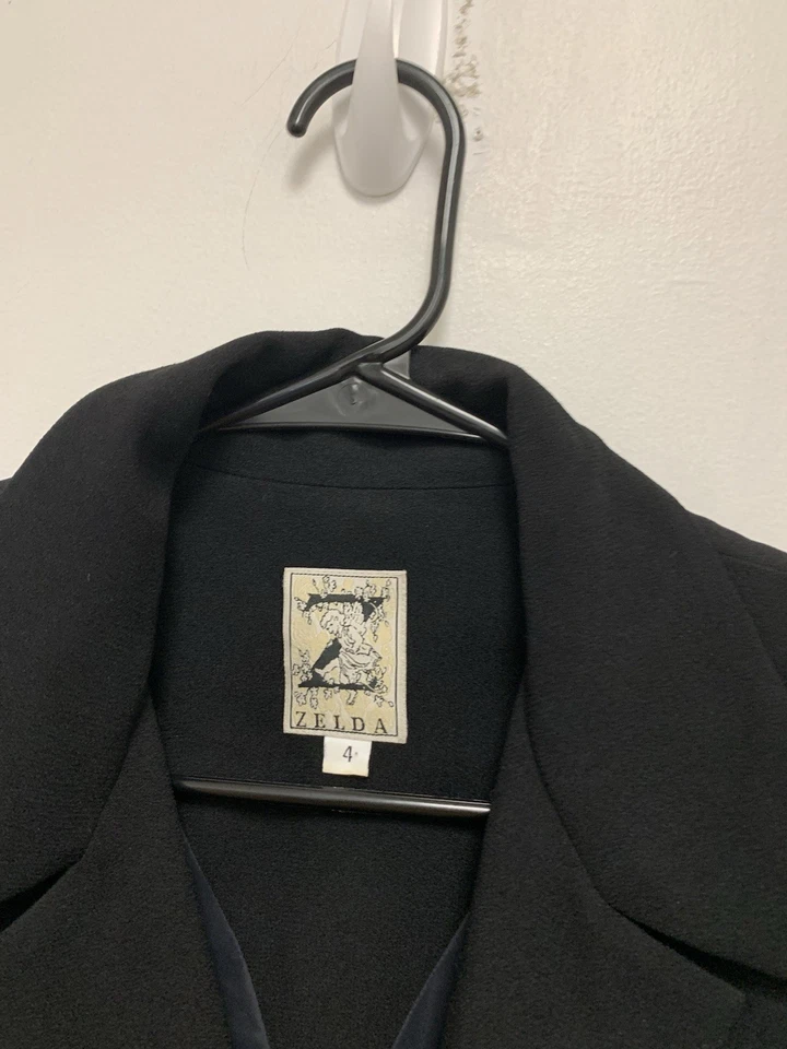 Blazer vintage Y2K Zelda preto cropped sirene de escritório ajustado 4 pequeno - Imagem 2 de 4