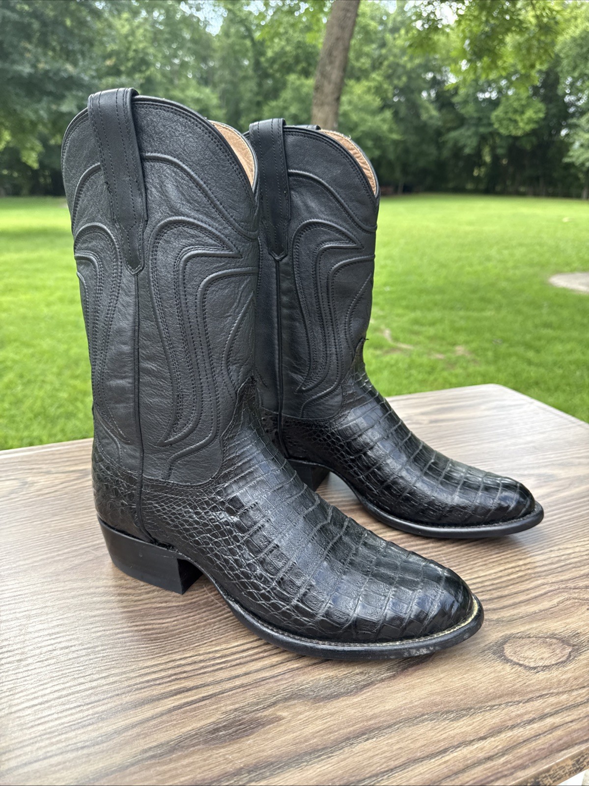 TECOVAS Dillon Caiman Boots 9D Men's Cowboy Western Ranchwear Gator Pull On