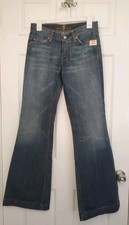 NOS 7 for all Mankind Dojo Women  s Jeans Dark Wash 27 Flare Leg Made USA 29x33