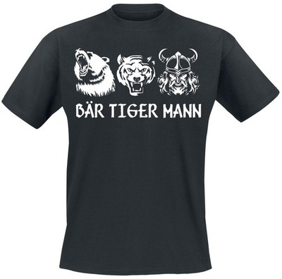 Tierisch T-Shirt Herren Bär Tiger Mann schwarz