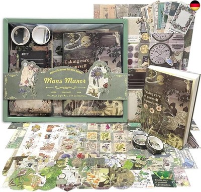 368PCS Vintage Scrapbook Zubehör Set Ästhetische Bullet Journal Kit mit A6 R