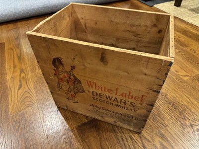 *DEWARS WHITE LABEL SCOTCH WHISKY WOODEN BOX CRATE VINTAGE RARE SCOTLAND BOTTLE*