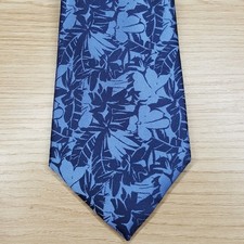 MICHAEL KORS Mens Neck Tie Navy Blue Palm Tree Floral Classic Silk Blend Necktie
