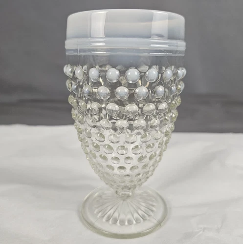 Vintage Anchor Hocking Moonstone Clear Opalescent 5.5" Water Goblet, 1942-1946