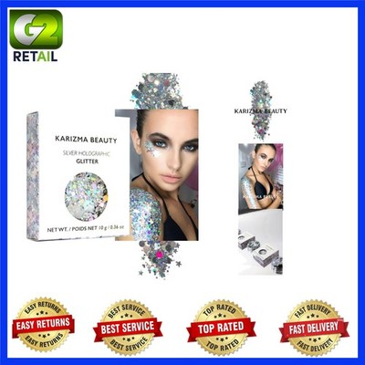 10g Loose Holographic Silver Glitter - Ideal for Creative Body Makeup & Crafts