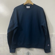 Champion Women  s Powerblend Fleece Sweatshirt Navy Size xs logo