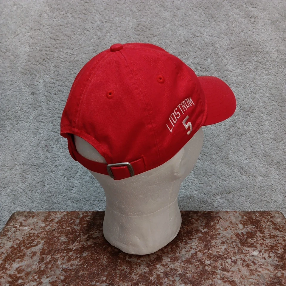 VINTAGE Detroit Red Wings Hat Cap Red White NHL Hockey Logo Reebok #5 Lidstrom - Image 4 of 4