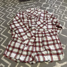 Auden Women's Sz: XL Long Sleeve Plaid Brushed Cotton Flannel Pajama Top  NWT