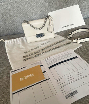 Michael Kors Cece small klein Umhängetasche Leder weiß Kettenriemen abnehmbar