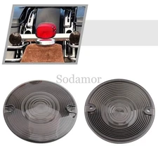 Signal Light Cover Smoke Lens For Harley Honda w/ 3 1/4" Flat Style Turn Signals