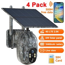 4Pack 4G Cellular Trail Camera Solar Powered PTZ No WiFi Need, Live Streaming