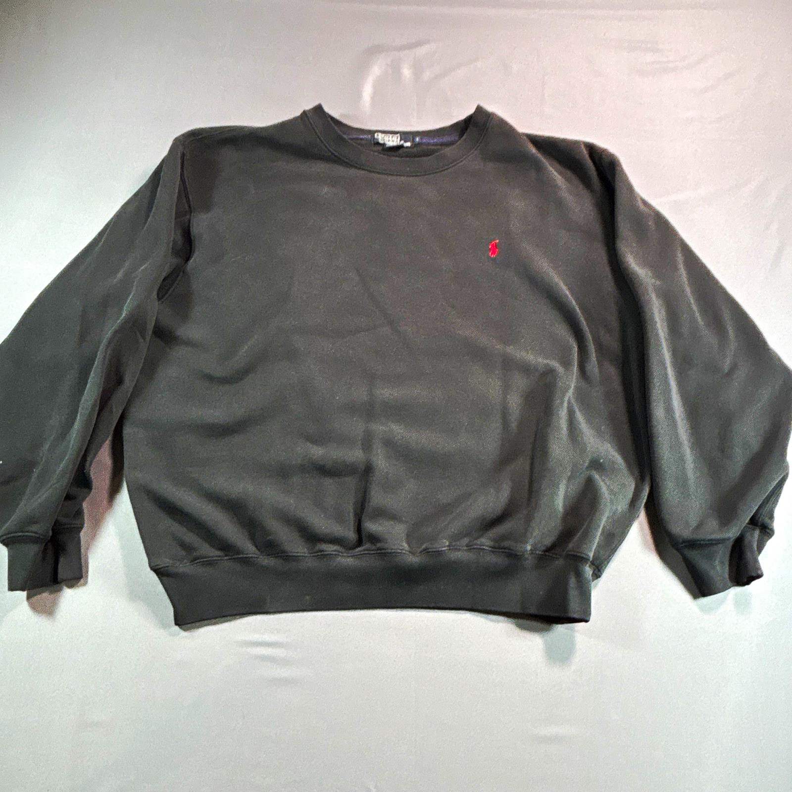 Vintage 90s Polo Ralph Lauren Crewneck Sweatshirt Large Black Red Pony Clean